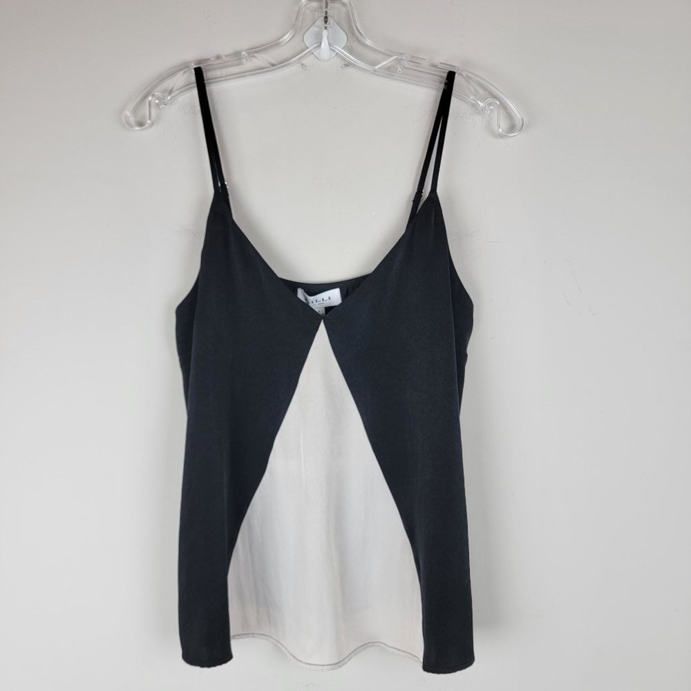 Gilli Black White Adjustable Strappy V-Neck Relaxed Fit Camisole Top Blouse S